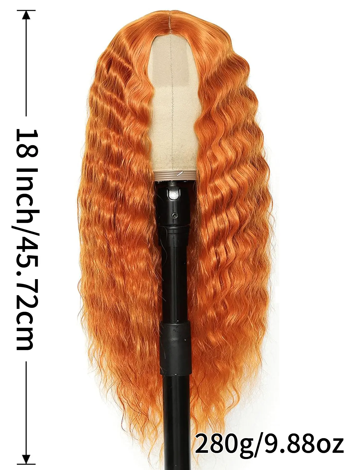Orange Ginger wig lace front middle part 28 inch long spiral curly 28 Inch Long Curly Synthetic Lace Front Wig Orange Ginger  main image 3