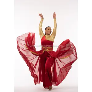 Shulamite Collection – Two-Piece Velvet Jumpsuit & Flowing Chiffon Skirt with Gold Accents