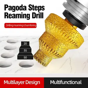 1pc M10 Threaded Diamond Step Drill Bit, 20-35-50mm Hole Enlarger, Multi-Layer Conical Reamer for Concrete and Granite