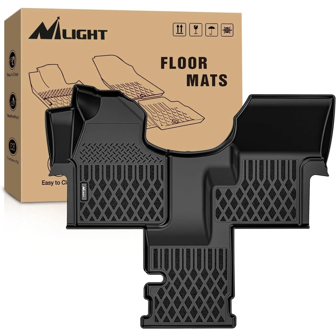 Nilight TPE Car Floor Mats - Custom-Fit Heavy-Duty Liners for Mercedes Benz Sprinter 2500/3500 (2019-2025), Anti-Slip, All Weather, Stain Resistant Automotive Car Accessory