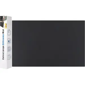 Silicone Mats for Kitchen Counter Thicker Extra Large Heat Resistant Countertop Protector Liners for Bottom of Oven Air Fryer Coffee Maker, 24" x 16" x 2 mm, Black