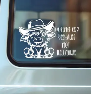 Highland Cow Vinyl Decal, Country Life Yeehaws, Cute Cowgirl Sticker, Car Laptop Locker Decal