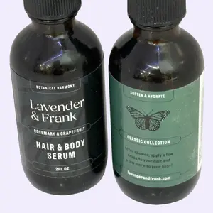 All Natural Hair & Body Serum - 2 oz with Rosemary, Grapefruit & Castor Oil for Nourishing and Hydration - Hydrate and Glow by Lavender & Frank