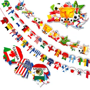 Soccer Jersey String Flags Banner Bunting for 48 Countries String Flag Decorate, Bar, Football Party, Garden, School, Sports Game Events Multicolor