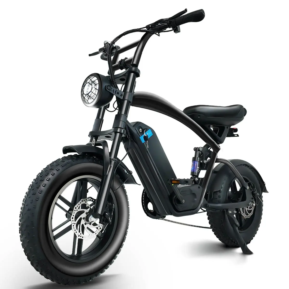 Electric Bike 1500W Brushless Motor 28 MPH 30-50 Miles Range 16" x 4.0" Fat Tires Full Suspension 48V 18Ah Battery LED Lights 7-Speed Gearing