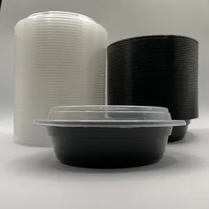 24 oz Black Round Containers with Clear Lids - 150/Case - Microwavable, BPA-Free, Food Storage & Takeout Biodegradable Microwave Safe Clamshells