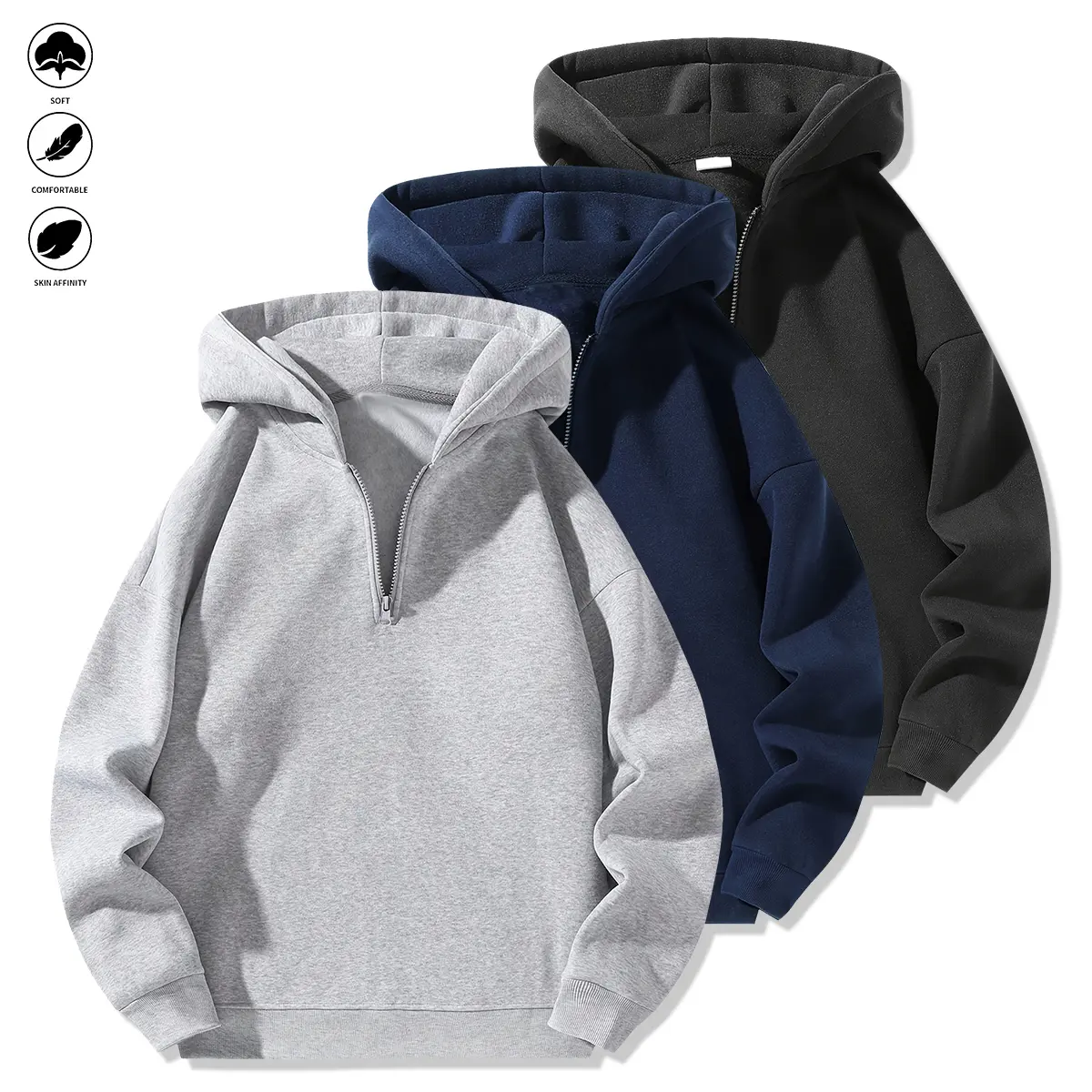 Men's half-zip hoodie, suitable for everyday casual wear and outdoor sports running; men's sweatshirt, casual sweater, long-sleeve top for men,summervibes,summerwins,father'sdaygifts