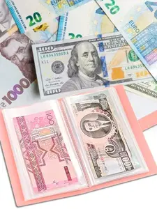 Leather Coin Wallet Paper Money Collection Album Currency Storage Organizer for Banknotes Bills, Faux Leather Material, All Seasons Use