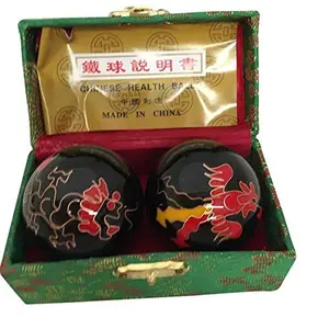 THY ARTS Baoding Balls Chinese Health Massage Exercise Stress Balls -Black Dragon & Phoenix #2