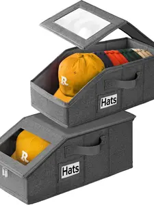 Foldable Hat Storage Bag Large Capacity Dustproof Zipper Stackable Multi-Functional Hat Organizer, Ideal for Travel, Home and Room Use