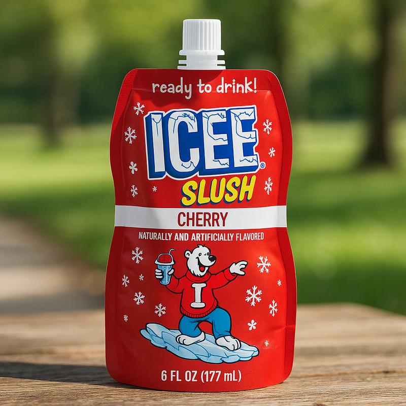ICEE Slush 12-Pack Frozen Fruit Drink Pouches 6oz Each Red Cherry Just Freeze Squeeze for Instant Slushy Drink No Machine Needed Perfect for Parties Lunchboxes & Gifts Natural Taste Beverage