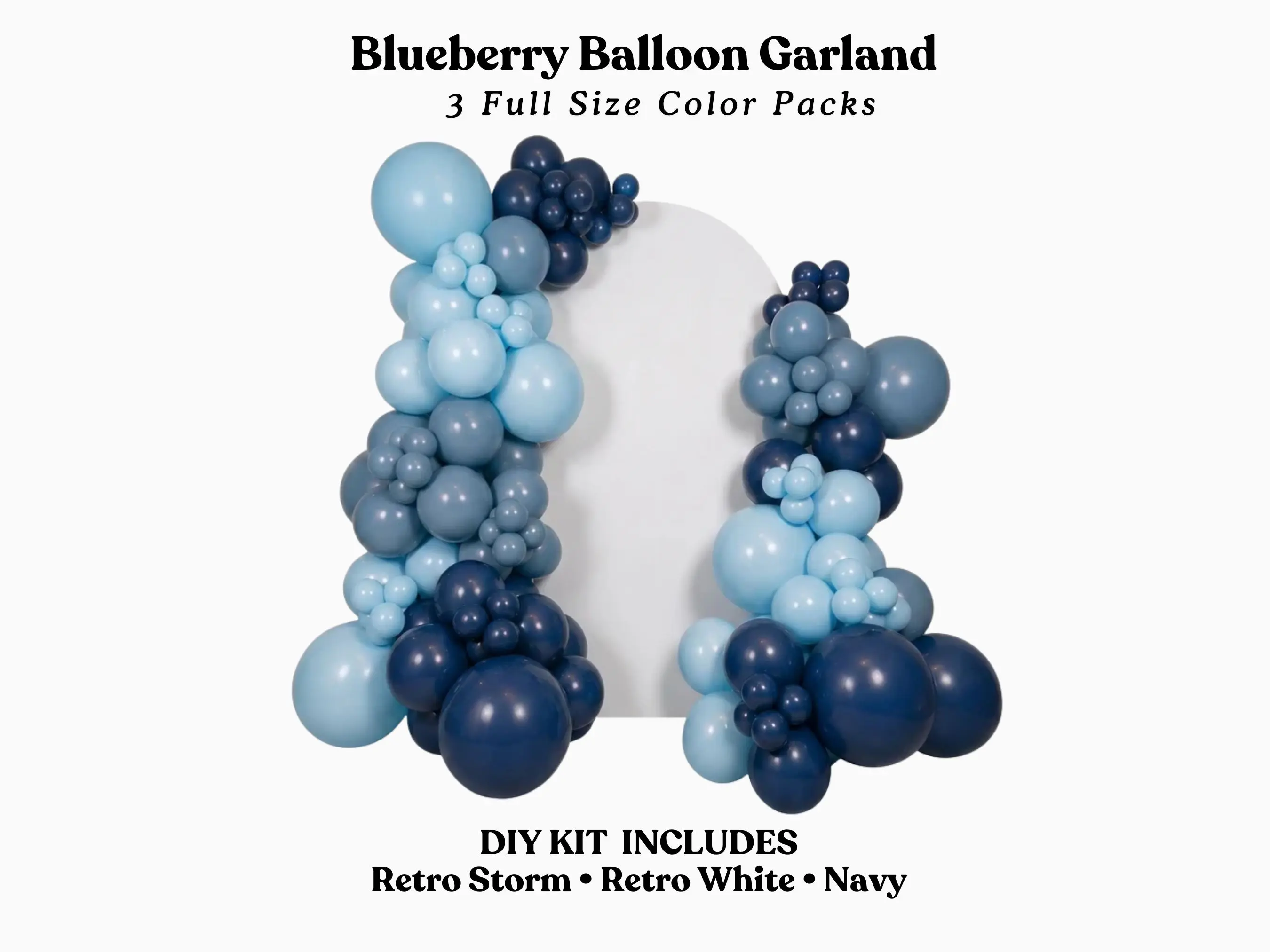 Blueberry Balloon Garland - Navy, Blue Glass, Deep Blue DIY kit