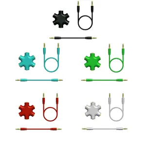 3.5mm Headphone Audio Splitter, 6-Jack Female Connector Adapter with 3.5mm Stereo Cable, Audio Interface for Music Accessories