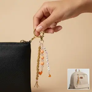 Uplifting message Bag charm,  Trendy Handmade Beaded Keychains with Macrame Accents, use for Keys, or accessorize Bags or Backpacks