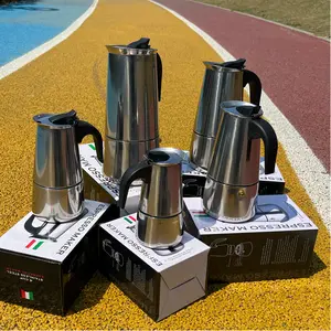 Stainless Steel Moka Pot. For Gas/Electric Stoves/Electric Ceramic Stove . Italian Espresso Coffee Maker, Greca Cafetera, Manual Brewer with Safety Valve. Home Use & Camping.