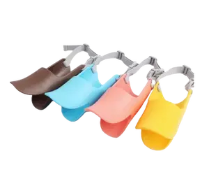 Adjustable Duck-Bill Dog Muzzle Soft Silicone Pet Mouth Cover Chews Blue Pink Yellow Stylish Design Prevents Barking Biting