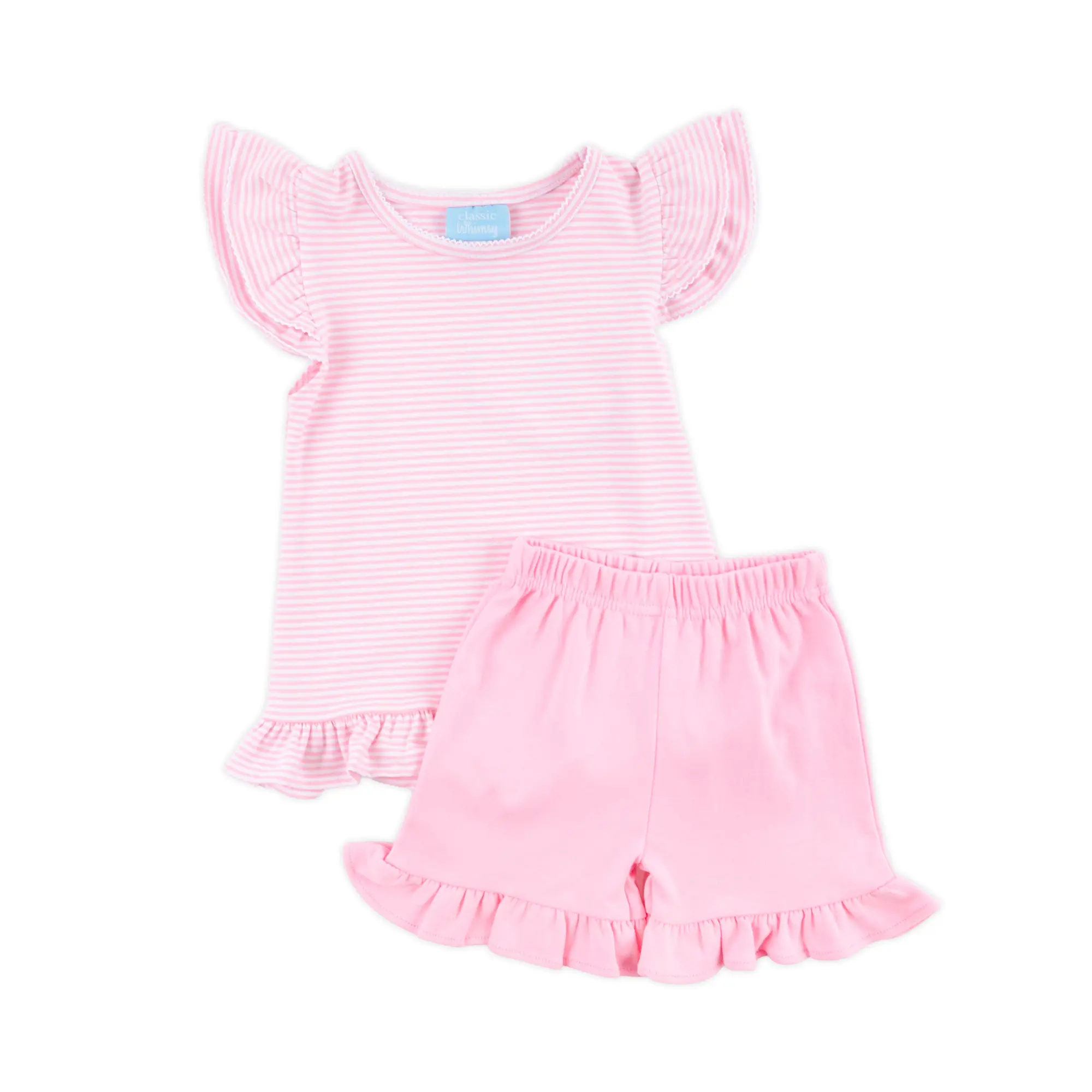 Milly Stripe Ruffle Short Set - Girls 2Pc Soft Knit Outfit