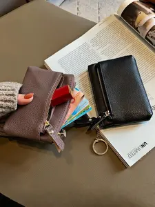 Elegant Mini Wallet, Leather Zipper Wallet, High-Quality Alligator Leather Design, Multiple Colors Available, Keychain Included, Compact Card Holder & Coin Purse