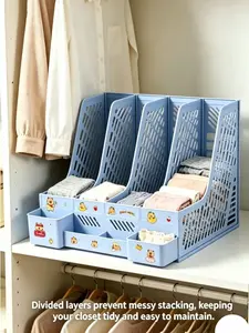 4-Tier Multi-Layer File Organizer with Pen Holder - 4 Compartments for Office & Home - Compact Design for Easy Access - Multifunctional Stationery Office Supplies