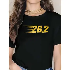 100% Cotton Unisex 26.2 Miles Marathon Runner Running Marathoner T-Shirt 2026 Women's Round-neck Short-sleeved T-shirt