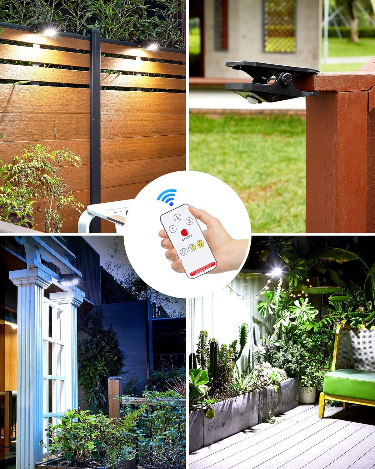 Solar Outdoor Clip-on Motion Sensor Light 3 Modes, 3 Mounting Ways IP65 Waterproof Security Light, for Chain Link Fence Camping G