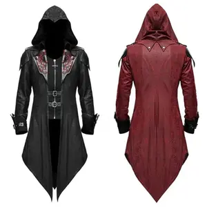 2 Color Assassin Cosplay Medieval Man Streetwear Hooded Jackets Outwear Costume Menswear Clothes