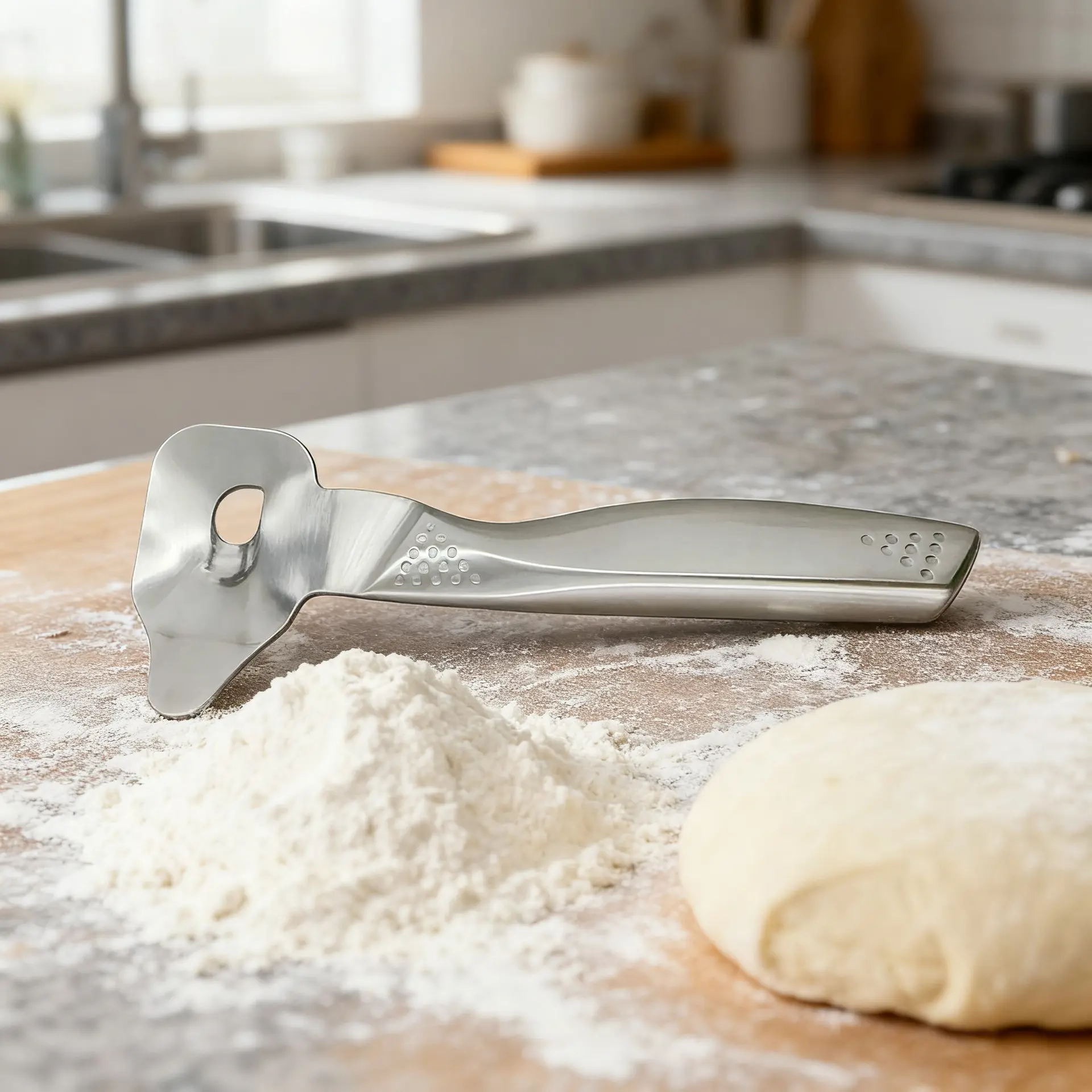 Stainless Steel Noodle Cutter - Professional Non-Slip Handle Dough Slicer, Essential Noodle Making Tool for Home Kitchen