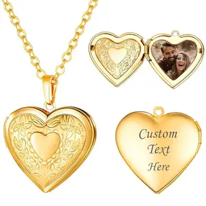 Heart Shaped Personalized Locket Necklace with Custom Text and Picture Unique Style Gift for Birthday Mother's Day Anniversary