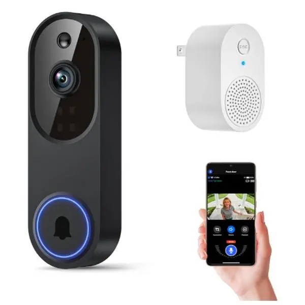 1080P HD Smart Video Doorbell Camera – Wireless Battery Powered | IR Night Vision | AI Motion Detection | Two-Way Audio | Real-Time Mobile Monitoring | Cloud Storage Support, Home Security System, Motion Sensor
