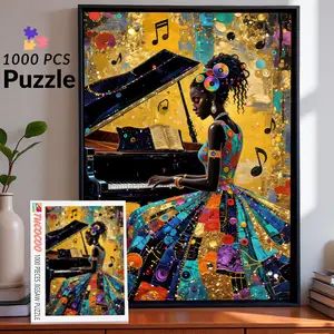 Colorful Piano Music Lady 1000 Pieces Jigsaw Puzzle Relaxing Family Game for Brain Exercise Stress Relief Artistic Music Theme Challenging Adult Puzzle Elegant Wall Décor Creative Gift for Friends and Seniors 27.5x20inch 70x50cm Jigsaw Puzzle
