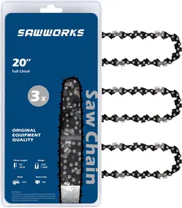 3-Pack 20 Inch Chainsaw Chain, 325" Pitch .058" Gauge 76 Drive Links for Supmix 62cc, WEMARS ‎6220G, NEOTEC NCS6200, Blue Max 53543, 52209, 8901, 8902 and More