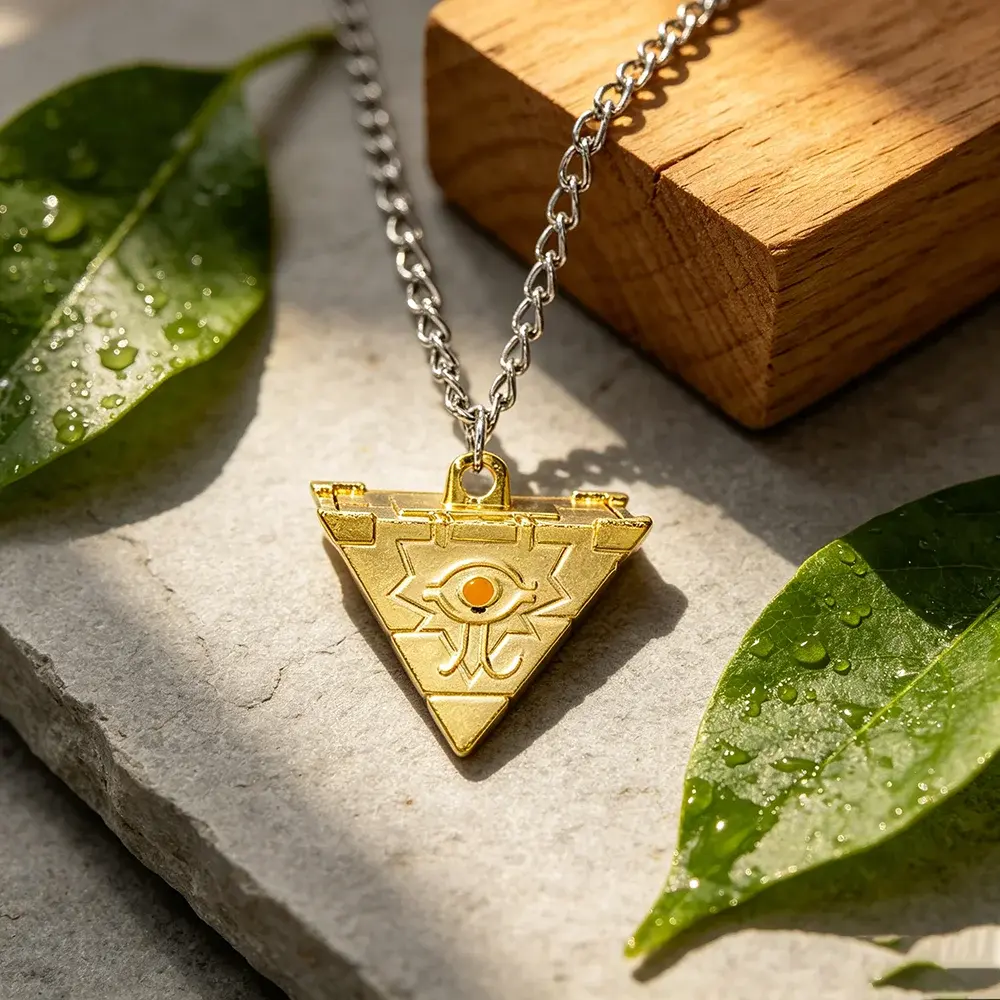 Yu-Gi-Oh Millennium Puzzle Necklace, Gold Pyramid Millennium Item Pendant Necklace Anime Cosplay Jewelry Gift for Game Fans