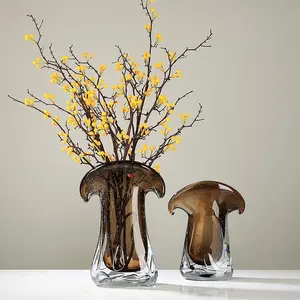 Brown Glass Hydroponic Art Vase - Elegant Modern Decor