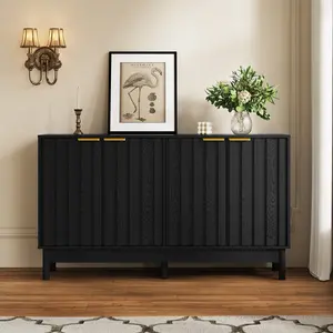 RoyalCraft 55'' Buffet Cabinet with Storage, Fluted Sideboard with Doors and Adjustable Shelves, Wood Credenzas Console Table, Coffee Bar Cabinet for Kitchen, Dining Room, Living Room