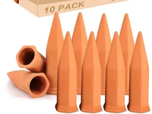 10pcs Terracotta Watering Spikes - Automatic Self Watering Stakes, Plant Watering Devices for Wine Bottles Recycled Bottles, Clay Plant Garden Waterers for Vacations