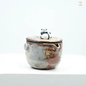 Wood Fire Shino Ware Dunhuang Quick-Pot Wabi-Sabi Gold Fleck Gaiwan | Handcrafted Crackle Glaze Gongfu Tea Bowl with Rustic Elegance