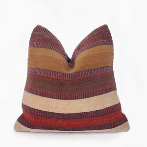 Brown Striped Vintage Kilim Pillow