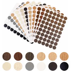648 Pieces 21mm Self-Adhesive Screw Hole Cover Stickers, PVC Dustproof Wood Textured Screw Caps (12 Colors) for Furniture Wall Cabinet Desk