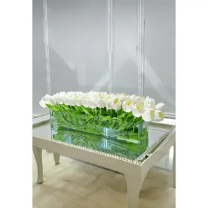 Modern Long Real Touch Tulip Arrangement in Glass Vase