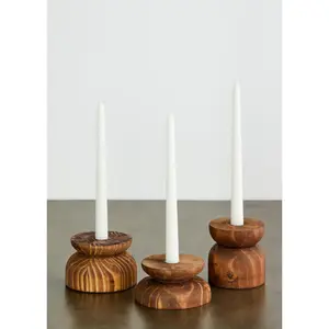 Organic Wood Taper Candlestick Holder
