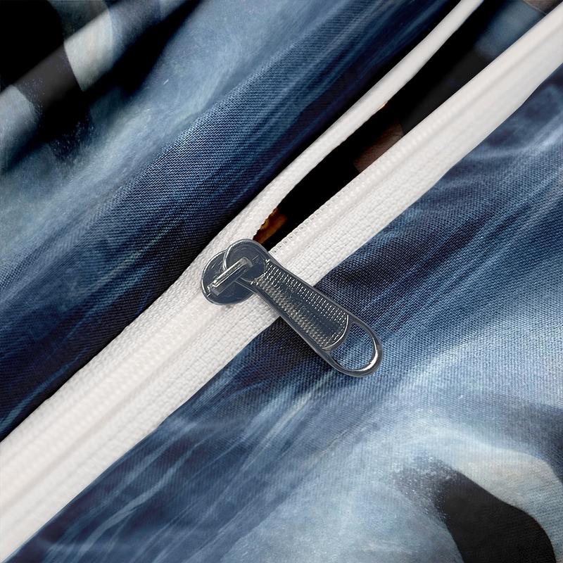 3-Piece High-Definition Digital Print Horse Comforter Set, Includes 1 Fitted Sheet + 2 Pillowcases, Soft Polyester Fabric, Home Use