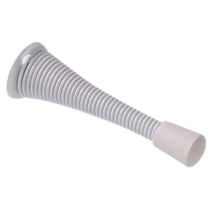 212 MAIN Hillman Builders Hardware Spring-Type Door Stop - White, 2-Pieces, Rubber Tips, Shock-Absorbent, Damage-Preventing, Door Protection Baseboard Stops