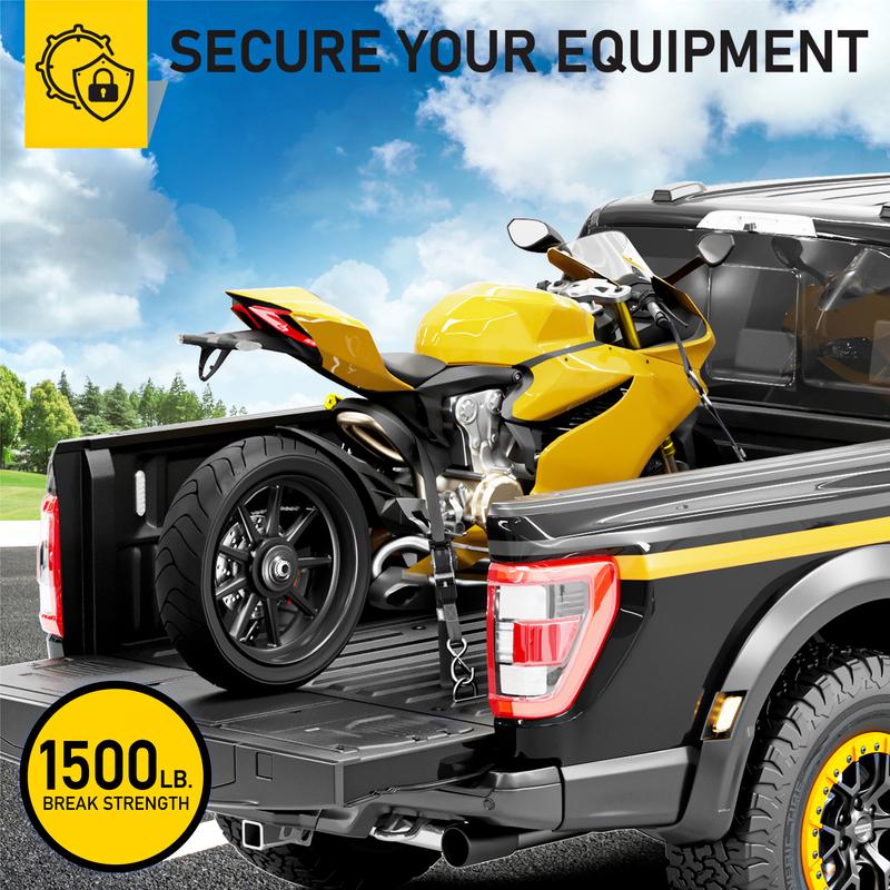 AUGO Self-Locking Retractable Ratchet Straps 4 Pack 1500Lb Break Strength 12 Ft Webbing with Soft Loops & Storage Bag for Motorcycle Truck Cargo