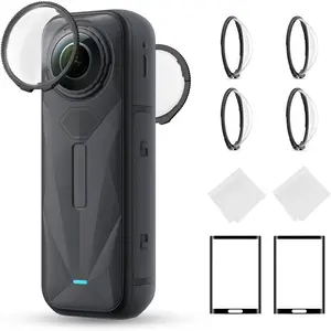 K&F CONCEPT Standard Lens Guards Compatible with Insta360 X5 Accessories, High Transparency Tempered Optical Glass Lens Protector Cover with Screen Protector, Anti-Scratch Cap Replacement Kit