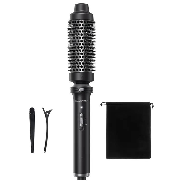 Wavytalk Thermal Brush 1.5" Detachable Heated Round Brush for Blowout Look | Detachable Brush Head Includes Travel Pouch, Create Voluminous Blowout Look, Tourmaline Ceramic, 2 Temp Settings Dual Voltage