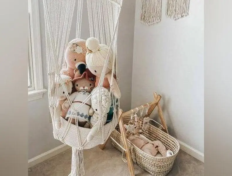 macrame toy hanging basket