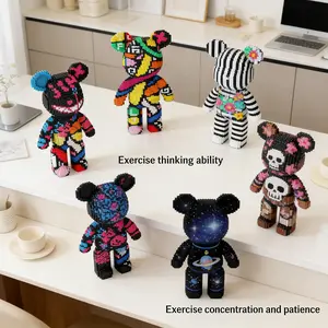 Multicolor Large Love Bear Flower Heart 3D Puzzle Blocks, Shape Recognition Puzzles, Home Office Decor, Party Decoration, Ideal Gift for Thanksgiving Christmas