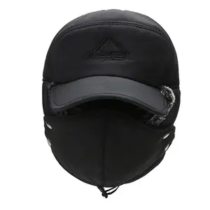 Winter Outdoor Windproof Ear & Face Protection Goggles for Men and Women Thickened Cold-Resistant Warm Cotton Hat Fitted Cap Adjustable Protective Cap Waterproof Bucket Hat Classic Black Hat Sports Hat Cycling Lightweight Hat