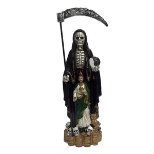 Santa Muerte with San Juditasas Figure Holding Scythe and Skulls Decorative Item