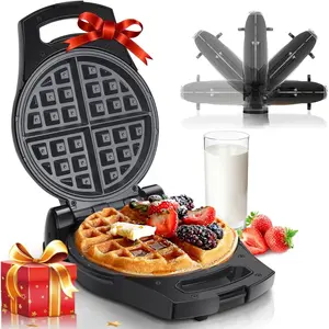 Belgian waffle maker thick 12 8 inch flip waffle irons with non stick surface 900w stuffed waflera electrica with temperature control 4 slice rotating round waffle cone machine